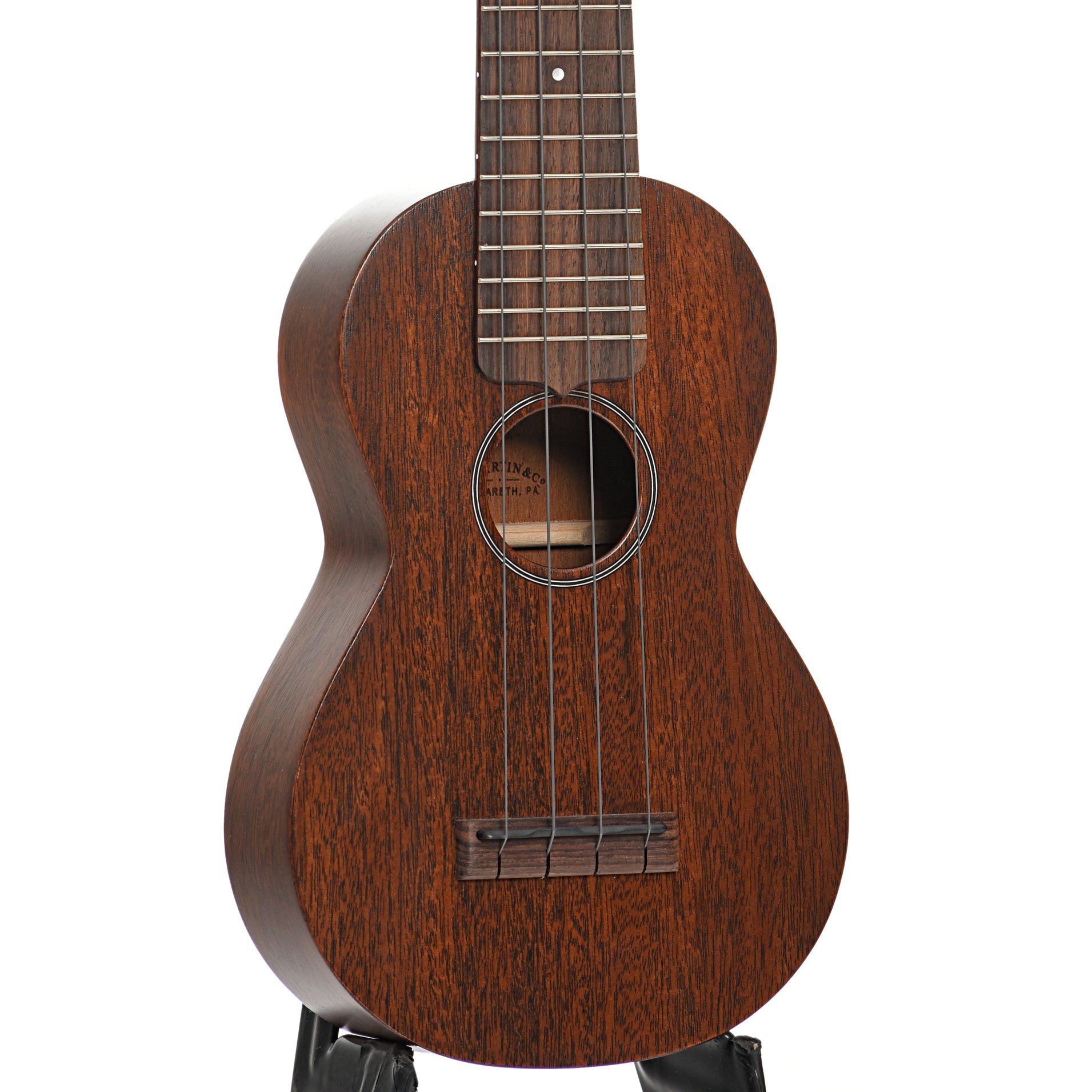 front and side of Martin Style 0 Soprano Ukulele Shopworn