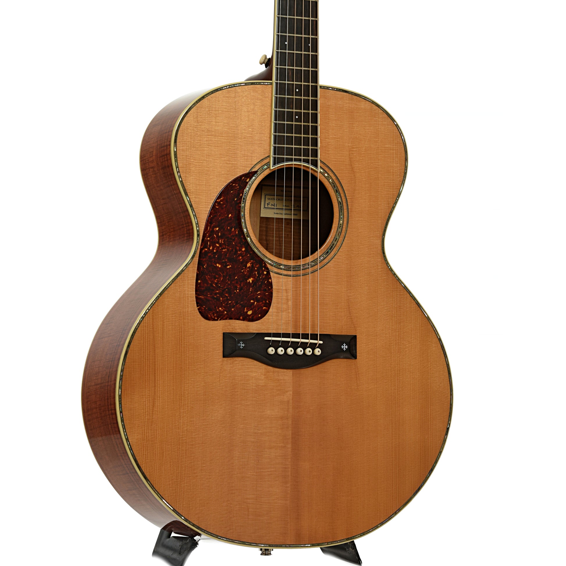 Front and side o f Santa Cruz F Koa LH Acoustic Guitar 