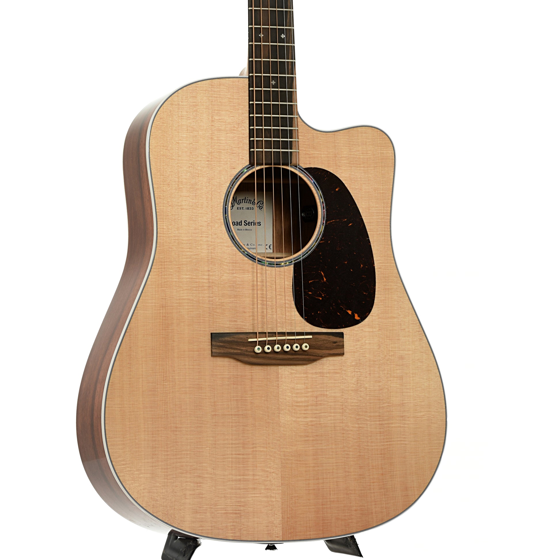 Front and side of Martin DC-13E Modern Road Series Acoustic Guitar