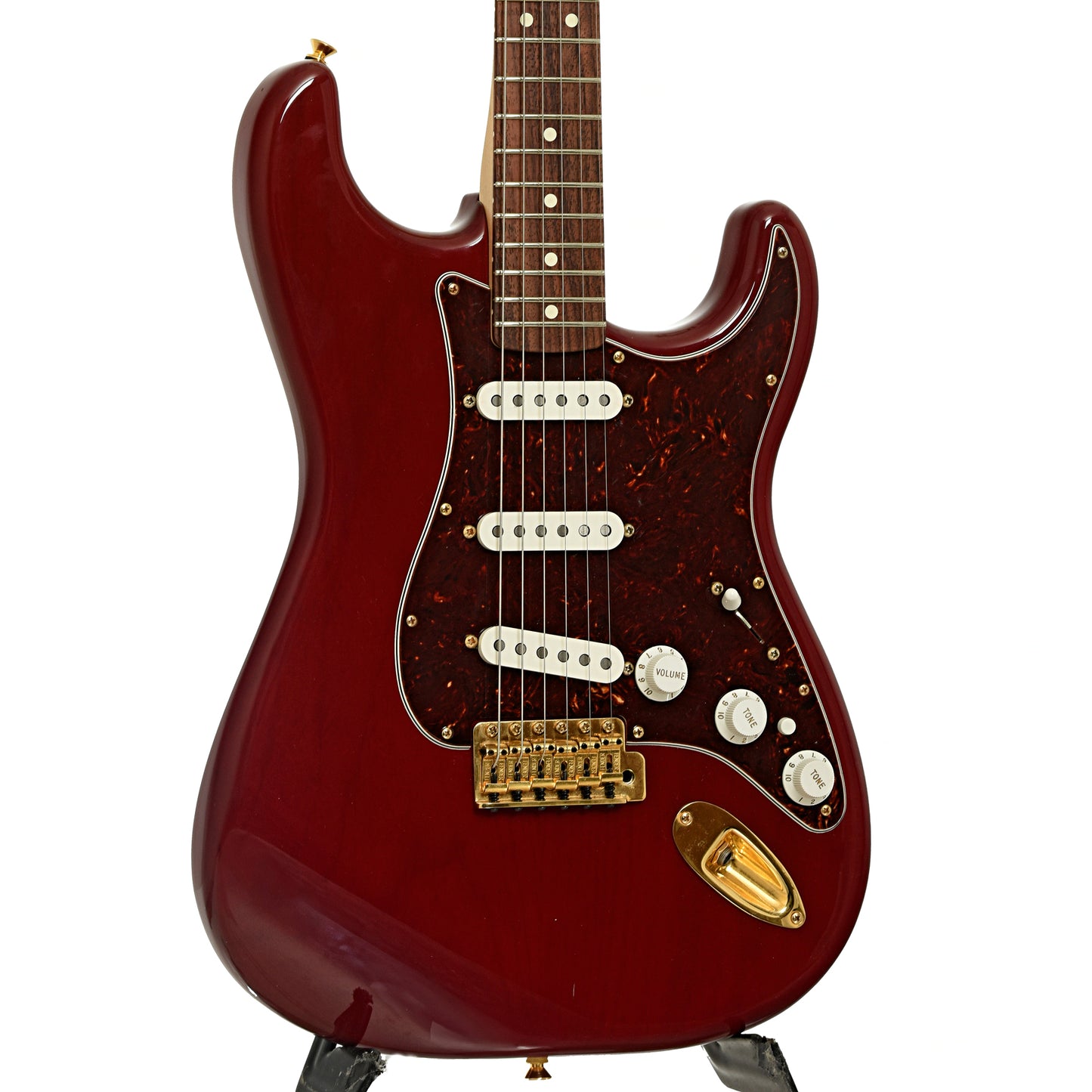 Front and side of Fender Deluxe Player Stratocaster Electric Guitar 