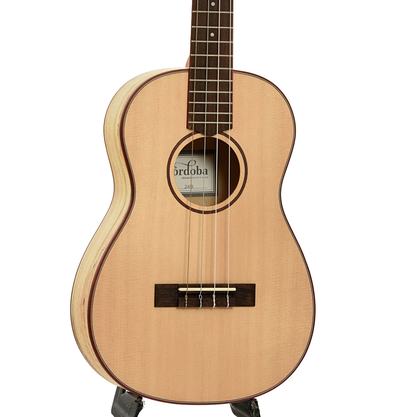 Front and side of Cordoba 24B Baritone Ukulele