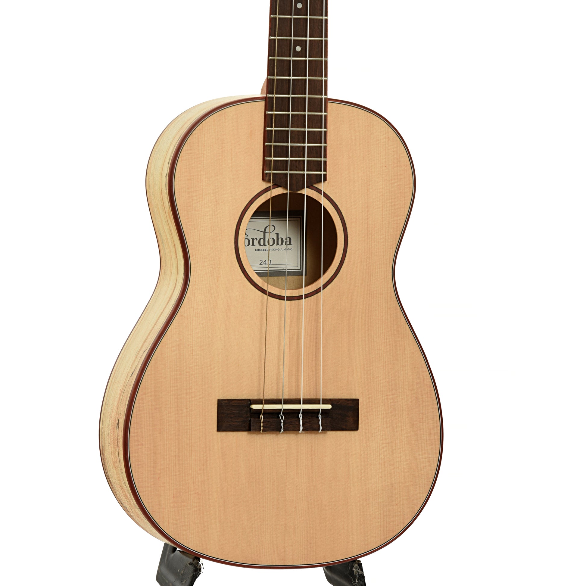 Front and side of Cordoba 24B Baritone Ukulele