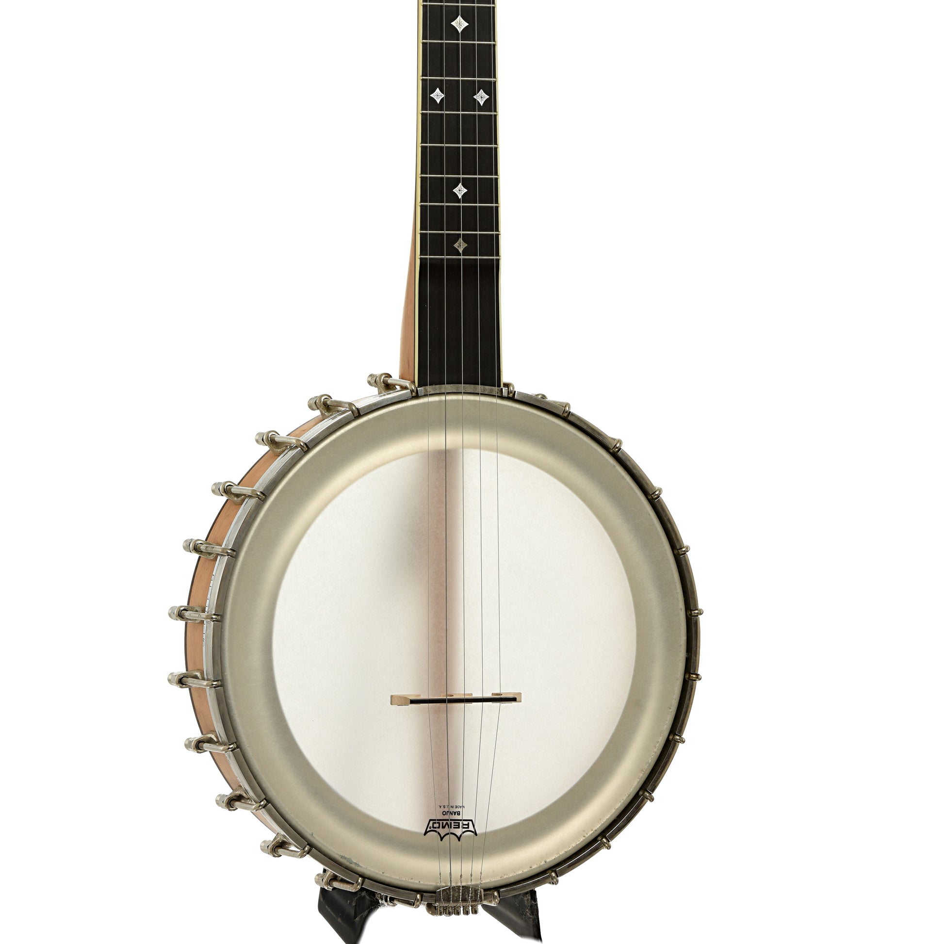 Front and side of Mike Ramsey Bacon Model Open Back Banjo