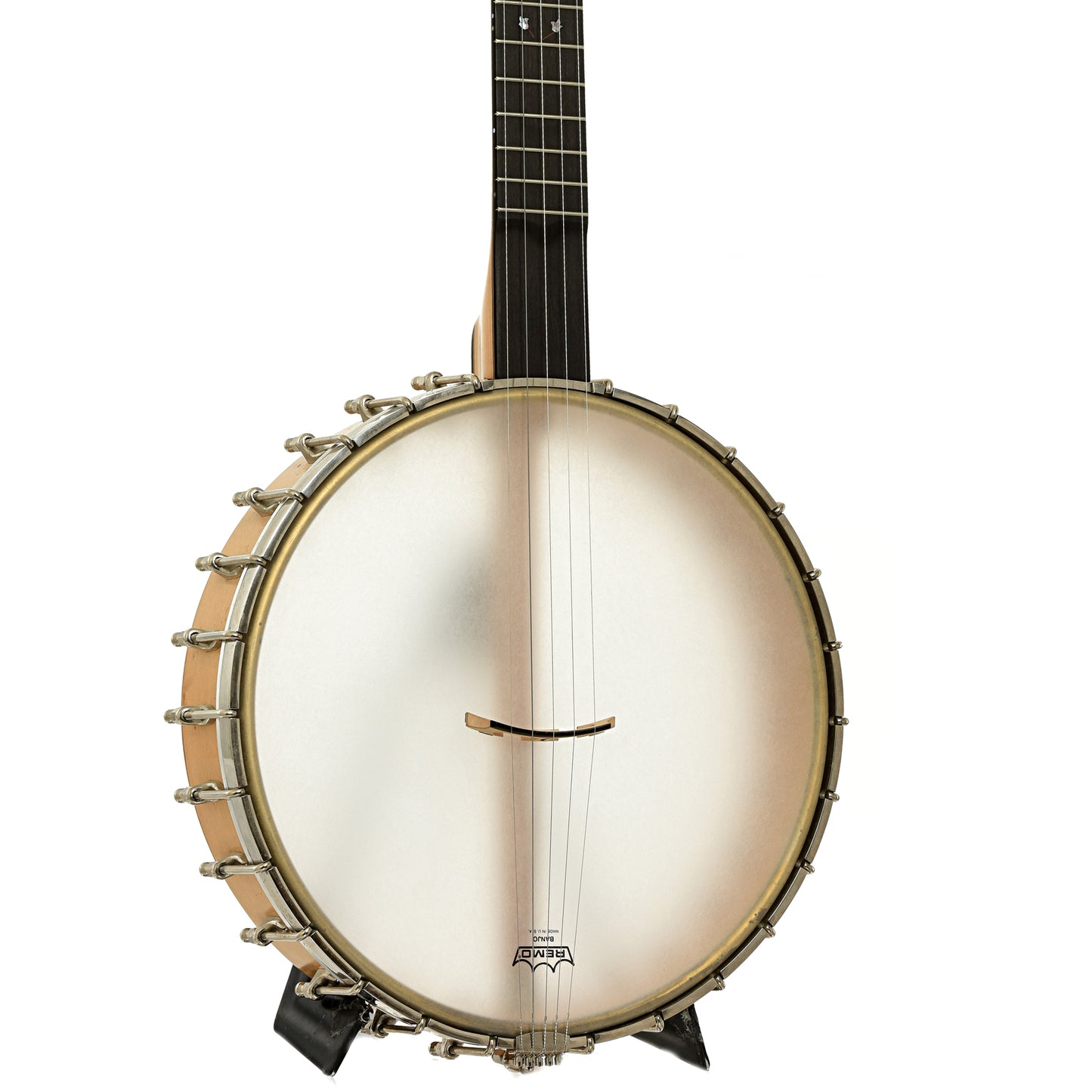 Front and side of Chuck Lee Prairieville Custom Open Back Banjo 