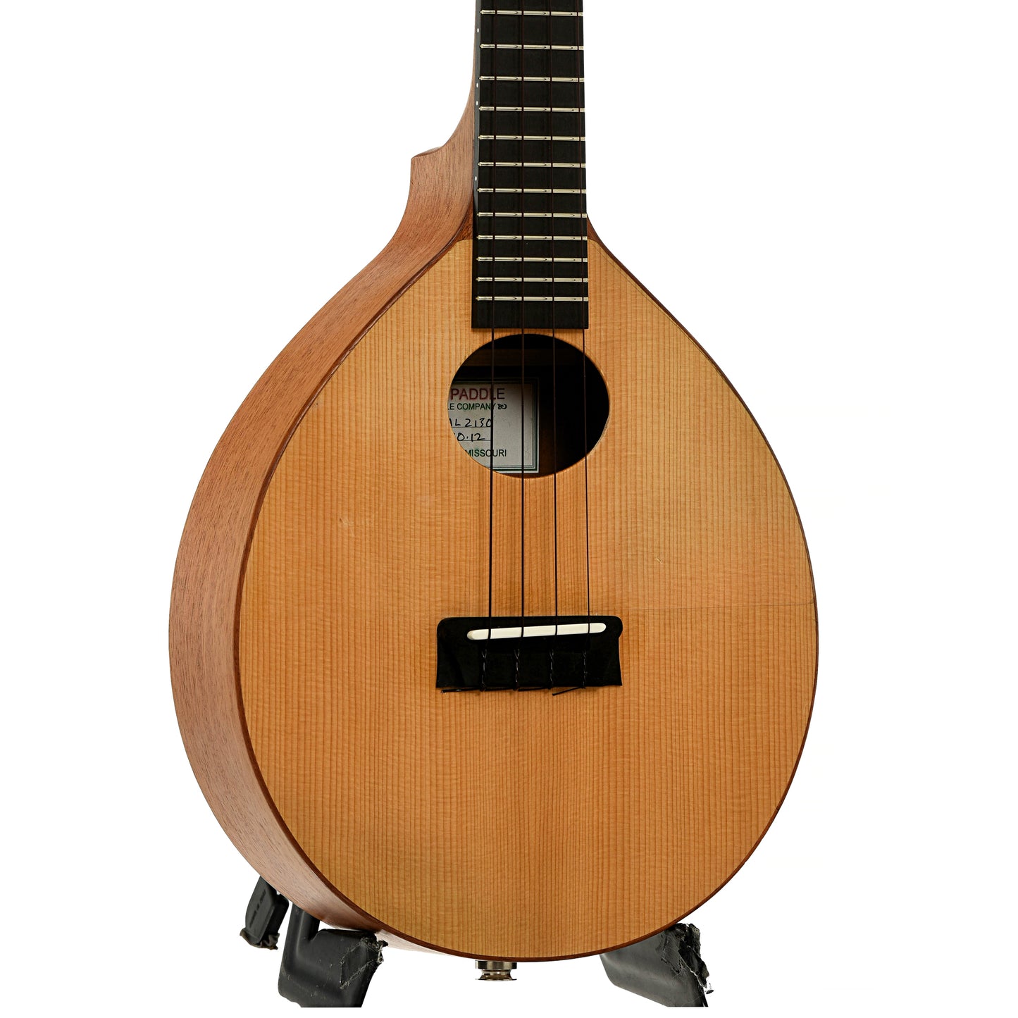 Front and side of Jerry Hoffman Boat Paddle Concert Ukulele