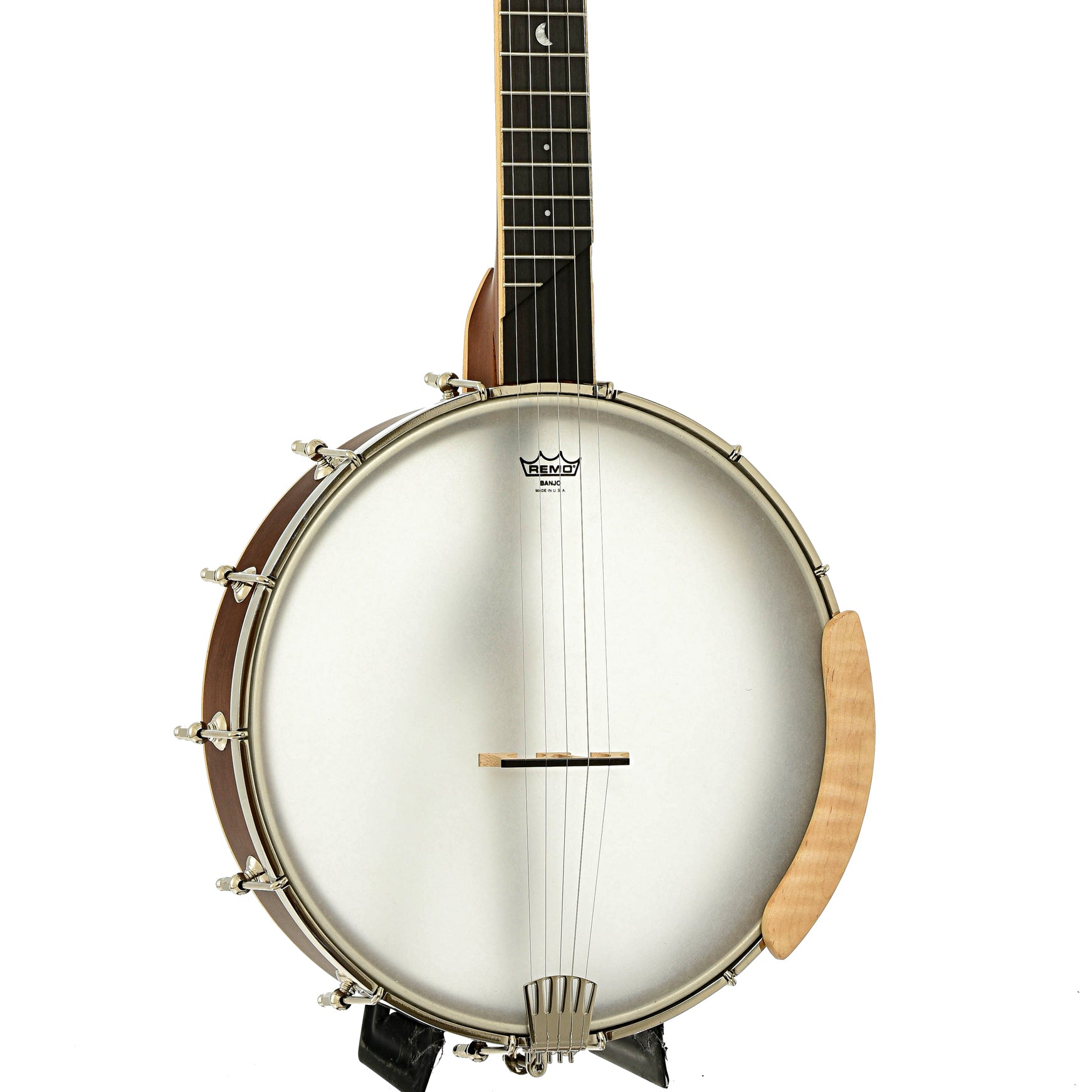 Front and side of Gold Tone Lefthanded HM-100 High Moon Openback Banjo 