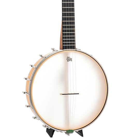 Front and side of Chuck Lee Custom Lone Star 12 " Openback Banjo, Integral Wood Tone Ring