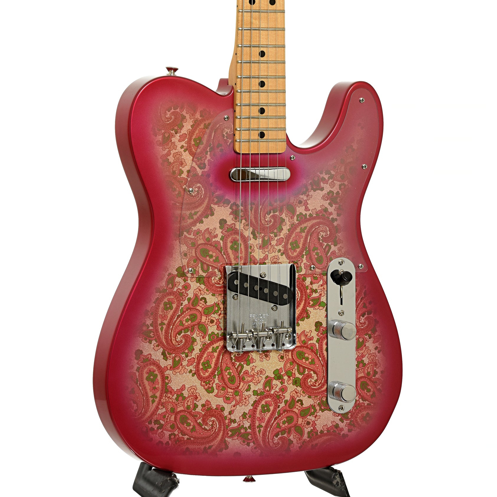 Front and side of Fender Vintage Custom '68 Paisley Telecaster NOS Electric Guitar