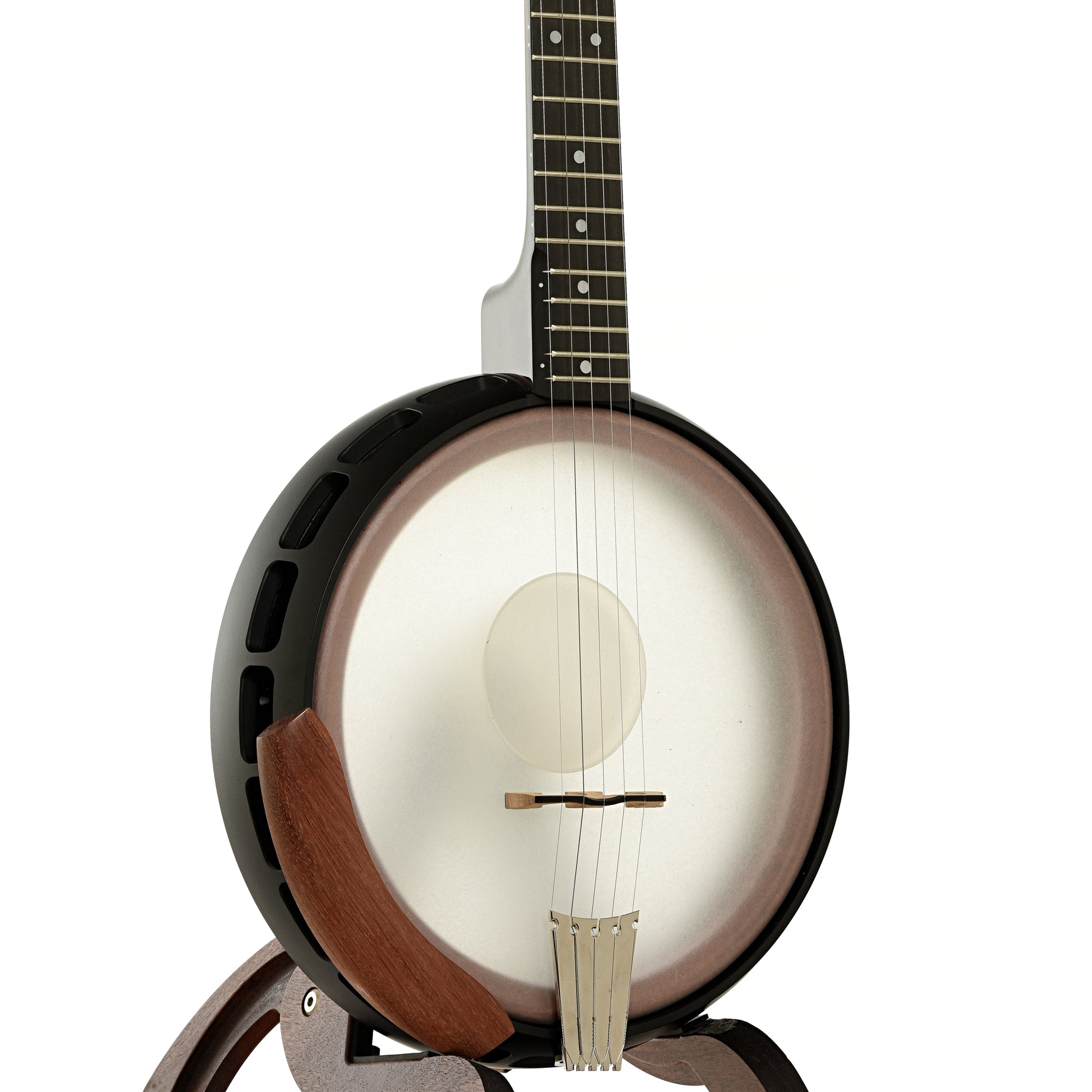 Front and side of Nechville Moonshine Open Back Banjo