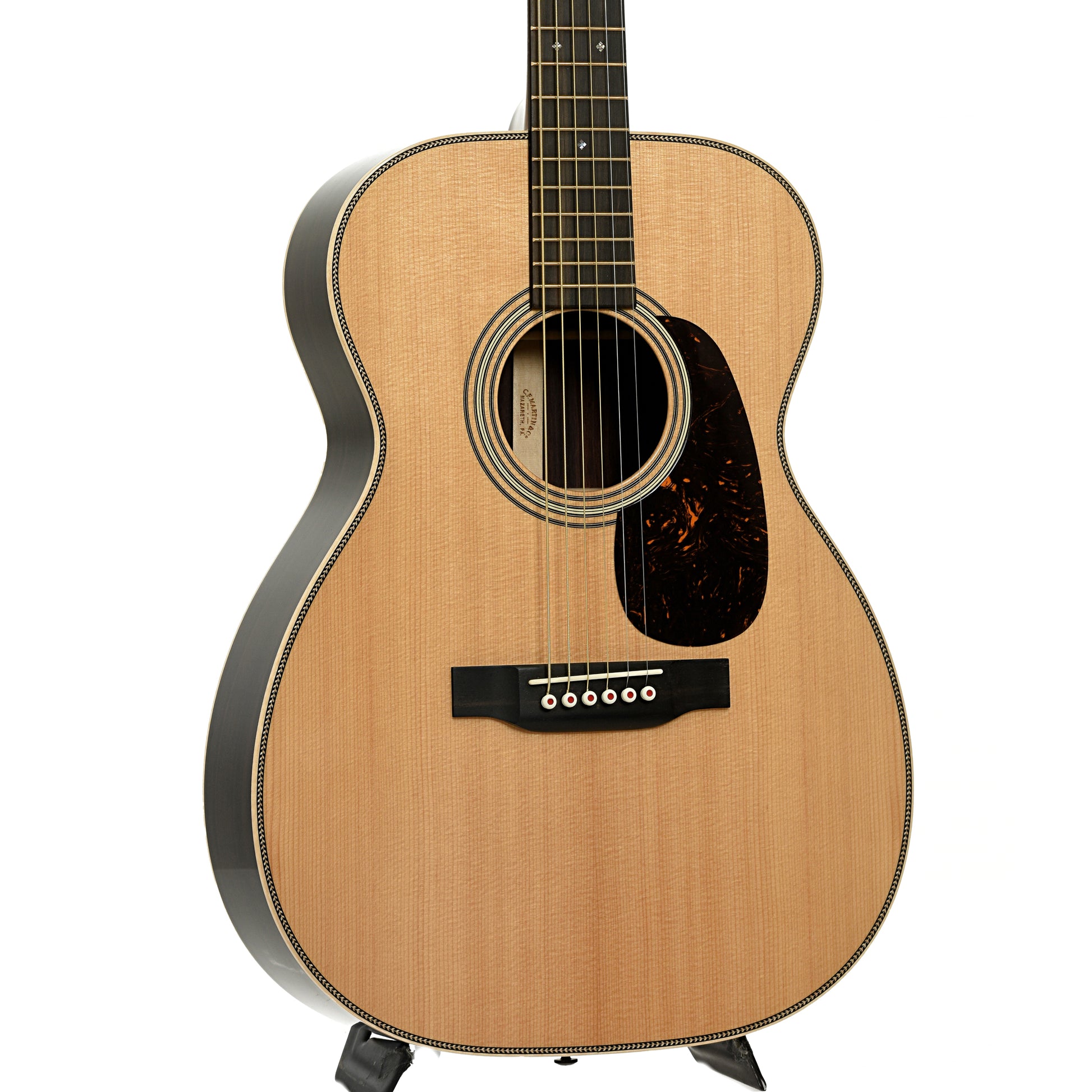 Front and side of Martin 00-28 Modern Deluxe Acoustic Guitar