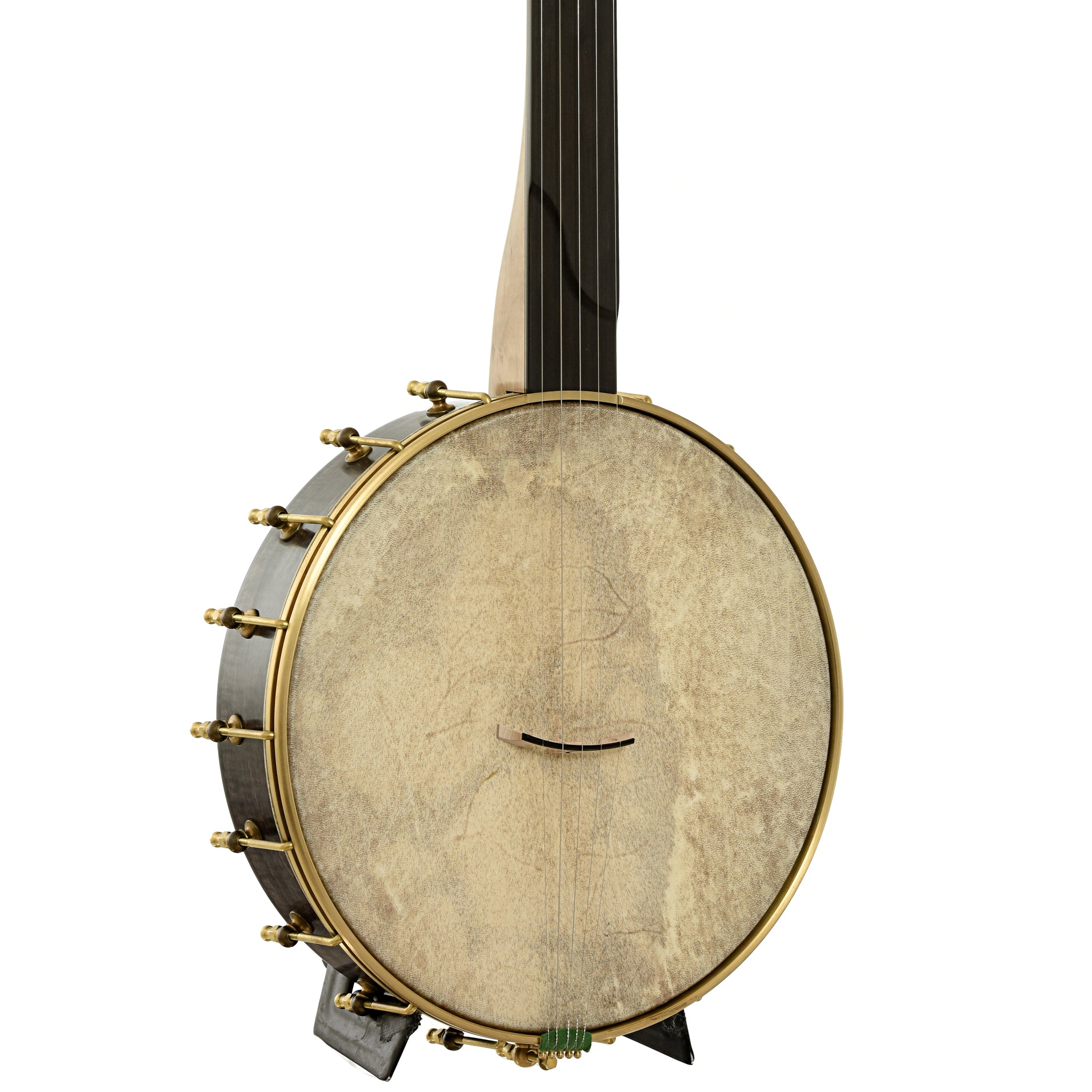 Front and side of Chuck Lee Hawkins Spring 12" Fretless Openback Banjo, #876