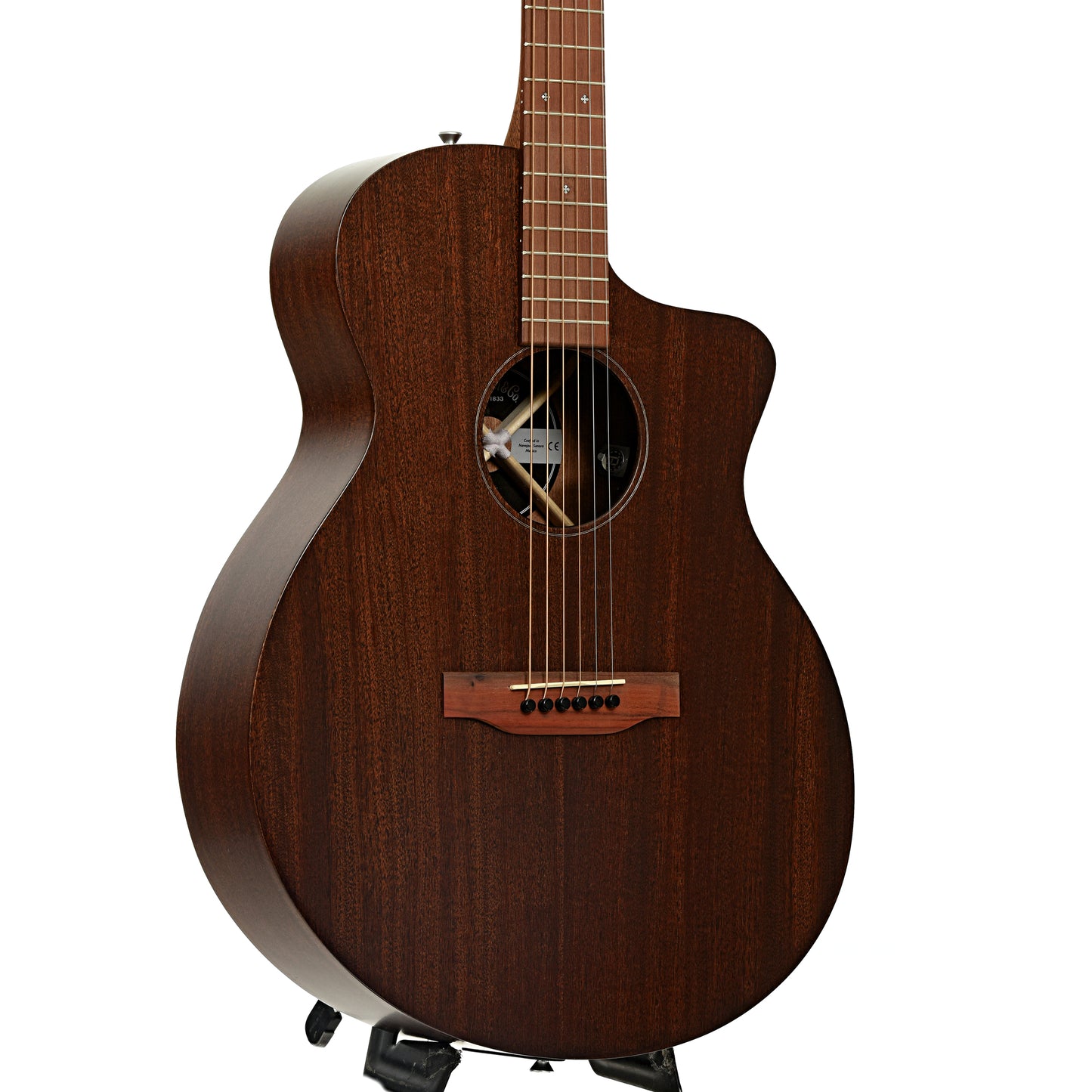 Front and side of Martin SC-10E Modern Sapele Guitar 