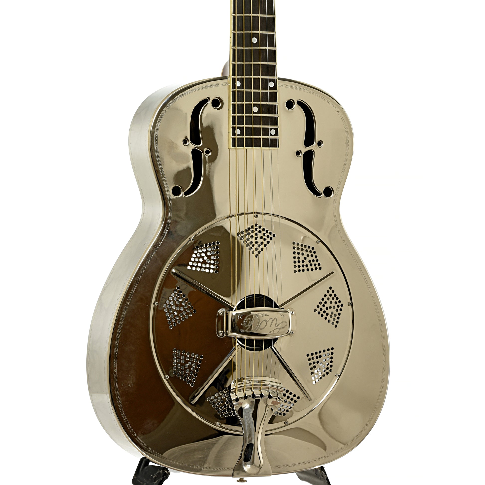 Front and side of National Style 1 DON Roundneck Resonator Guitar 