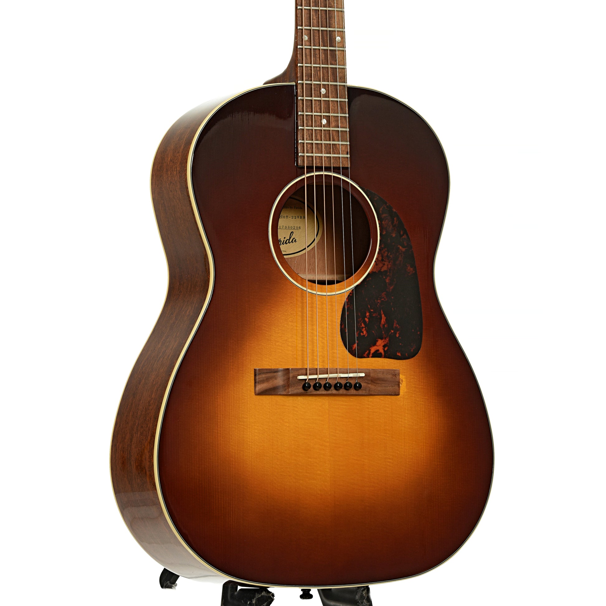 Front and side of Farida Old Town Series OT-22 VBS Acoustic Guitar