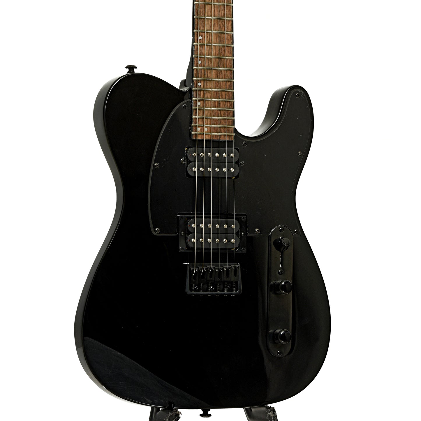 Front and side of ESP LTD TE-200 Electric Guitar Black Finish