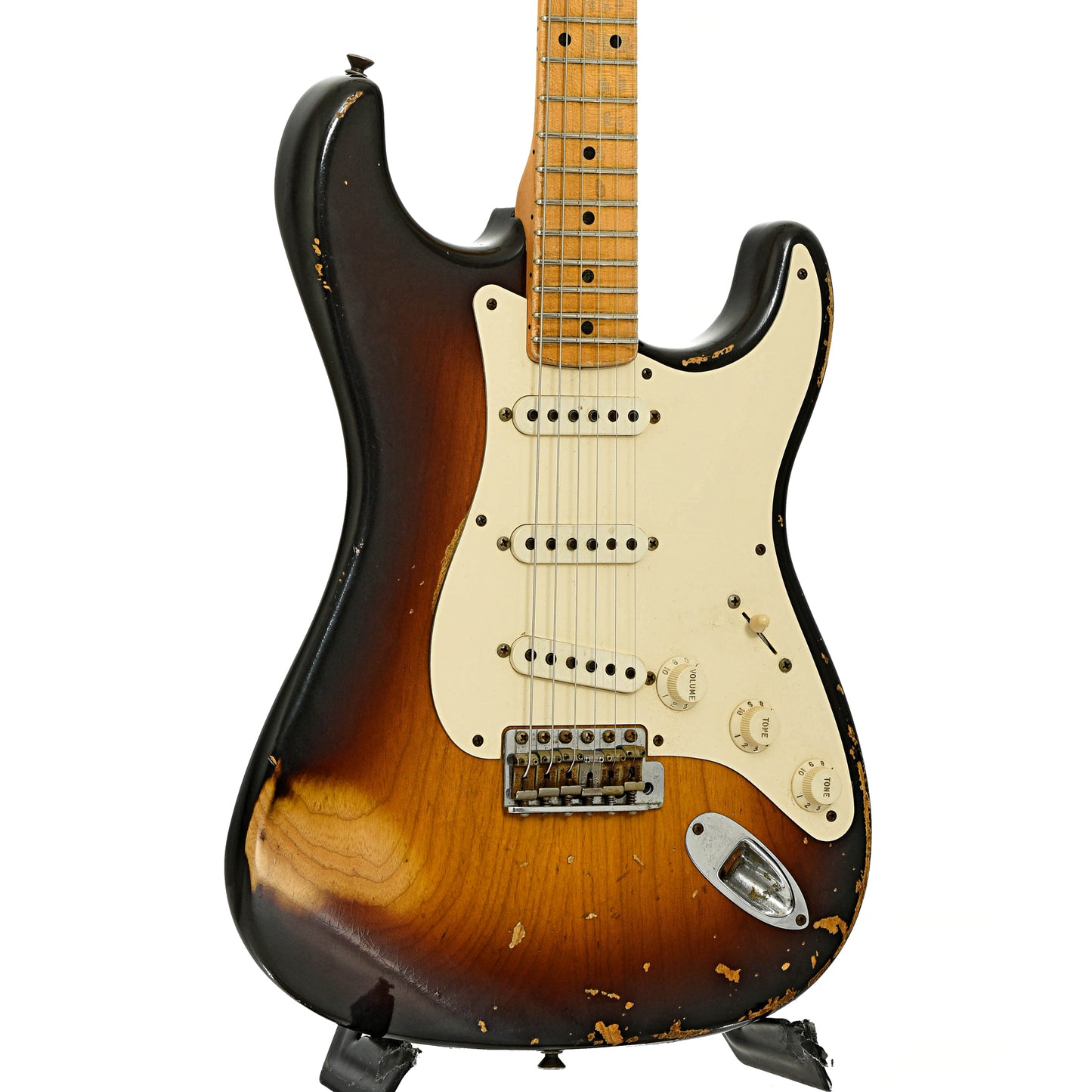 Front and side of Fender Masterbuilt '55 Relic Stratocaster Electric Guitar 