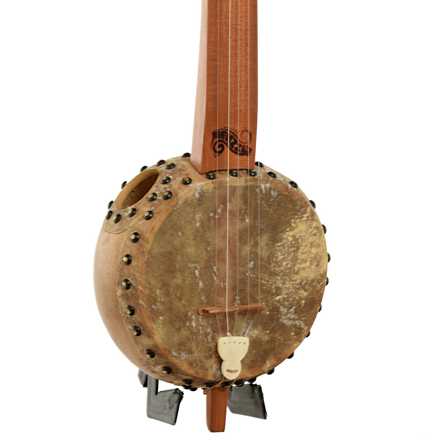 Front and side of Menzies Fretless Gourd Banjo 