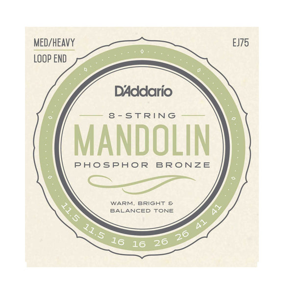 D'Addario EJ75 Phosphor Bronze Mandolin Strings, Medium/Heavy