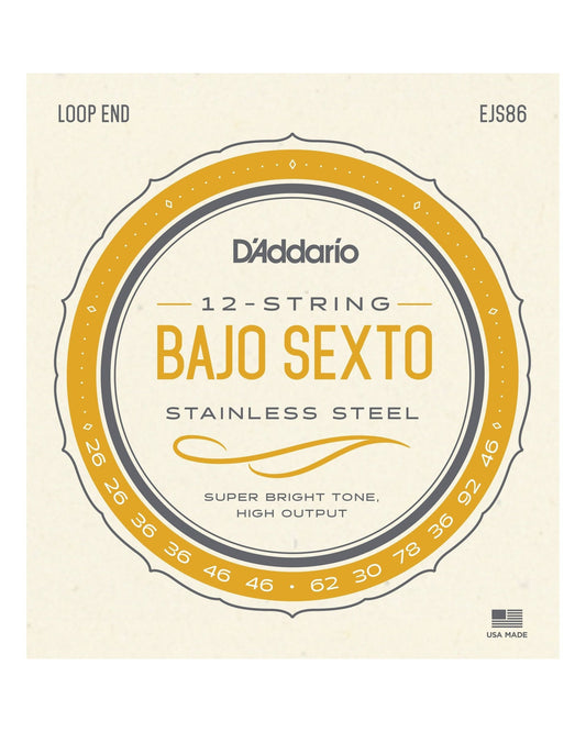 Image 1 of D'Addario EJS86 Stainless Steel 12-String Bajo Sexto Strings - SKU# EJS86 : Product Type Strings : Elderly Instruments