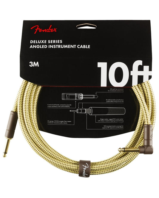 Front of Fender Deluxe Series Instrument Cable in packaging