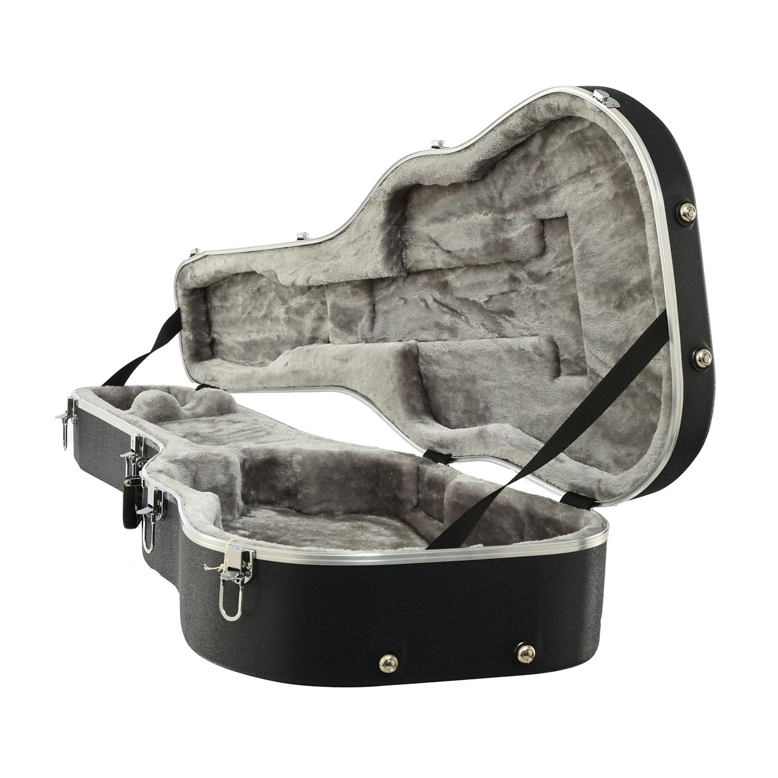 Image 3: Inside of Martin Dreadnought Thermoplastic Guitar Case, Navy/Silver