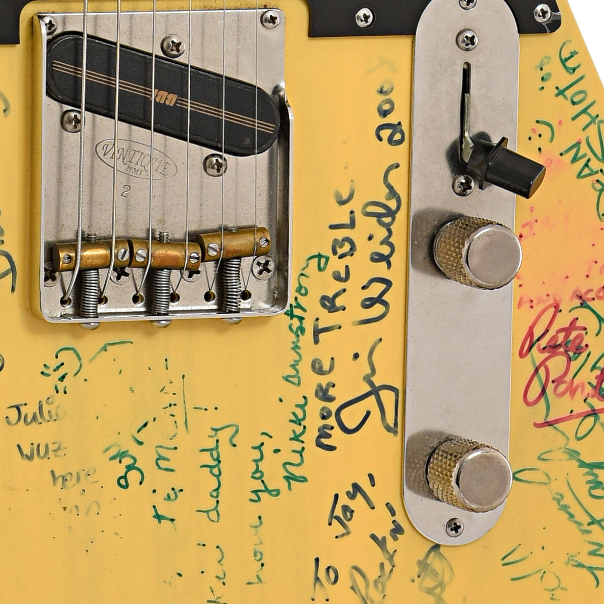 Bridge and controls of Vintique T-Style Electric Guitar (2007)