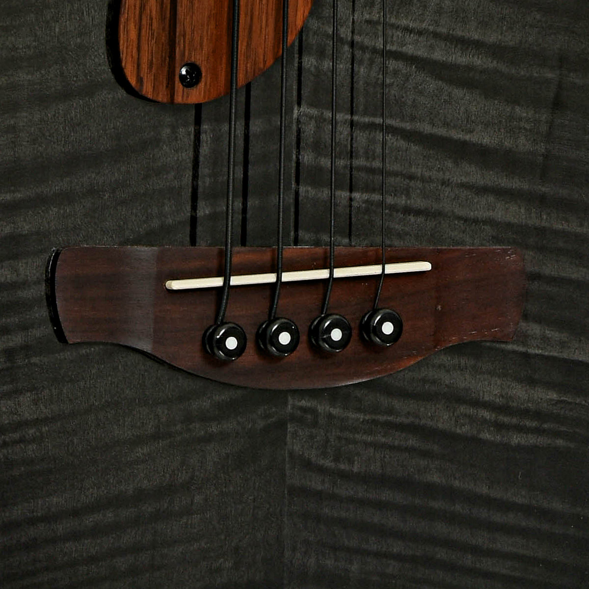 Bridge of Ibanez AEGB25E Acoustic-Electric Bass Guitar - Transparent Black Sunburst