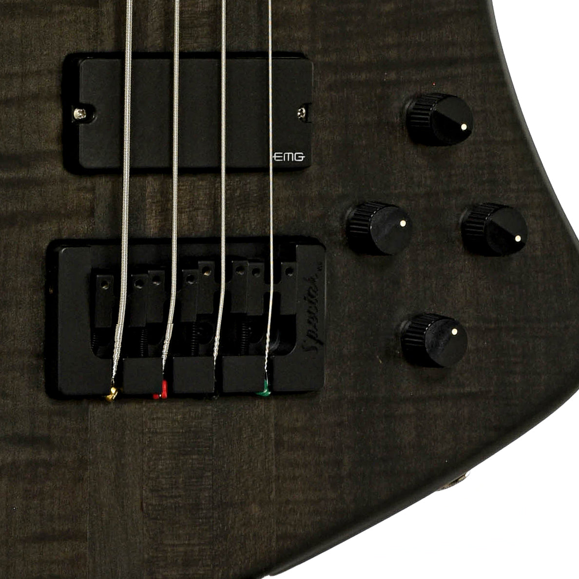 Bridge and controls of Spector U.S.A. Forte 4X Electric Bass