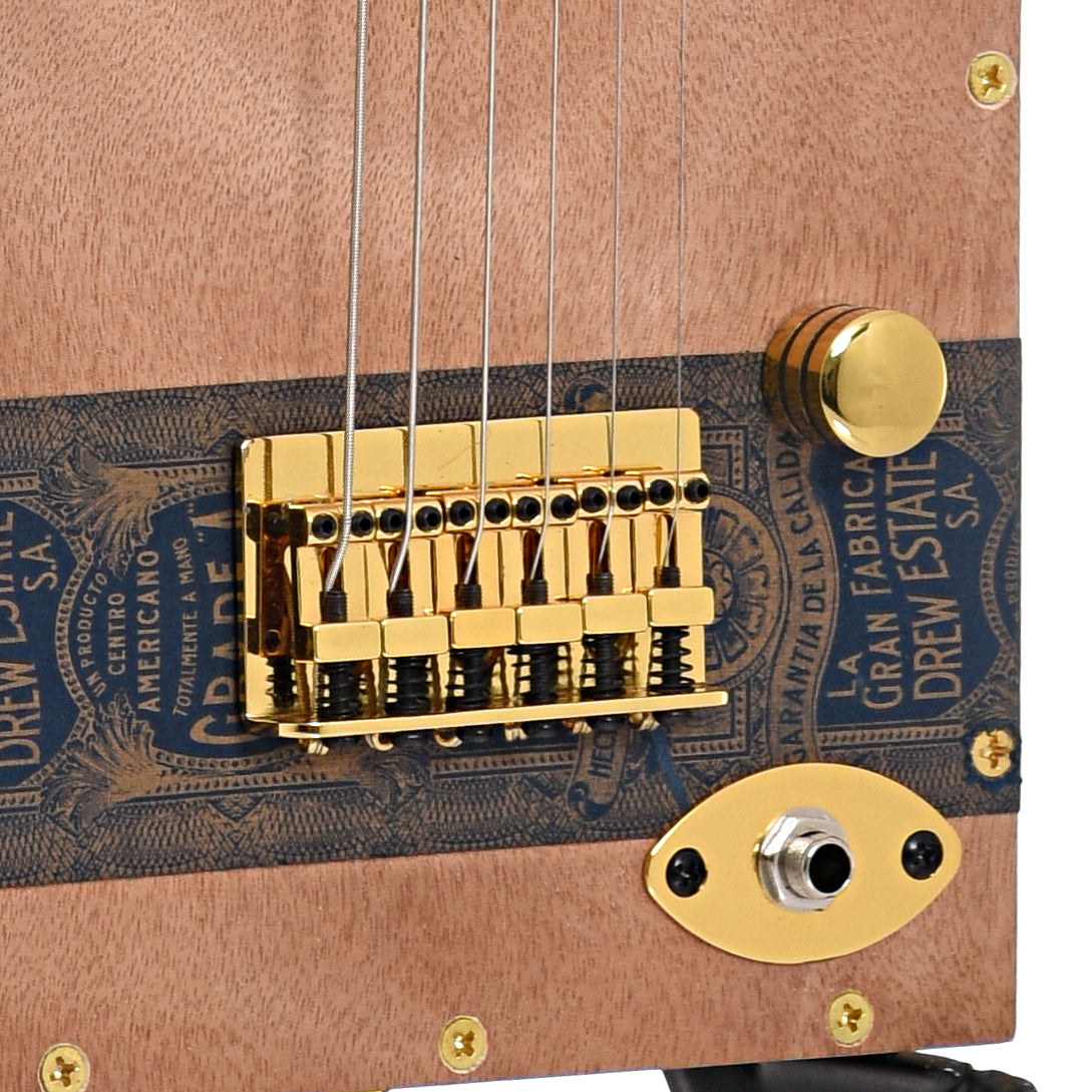 Bridge of Get Down Guitars 6-String Liga Privada Feral Flying Pig Cigar Box Guitar
