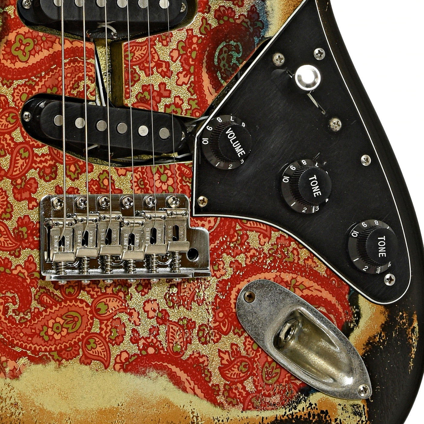 Bridge and controls of Berly Psychocaster Electric Guitar