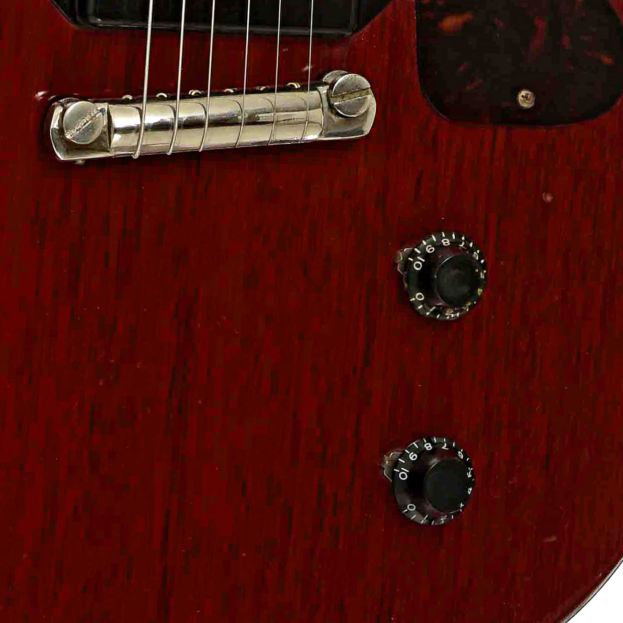 Bridge and controls of Gibson Les Paul Jr. Electric Guitar 