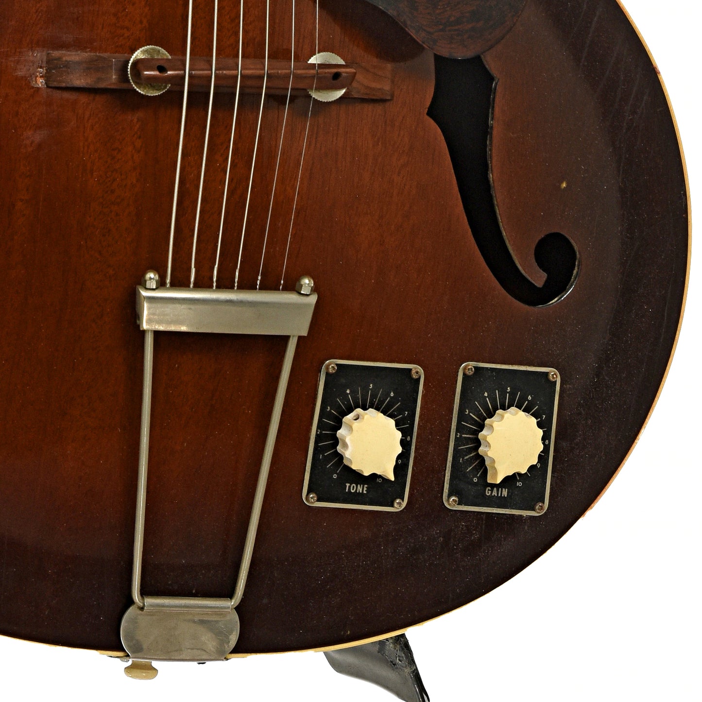 Bridge and controls of Epiphone Century Hollow Body Electric Guitar