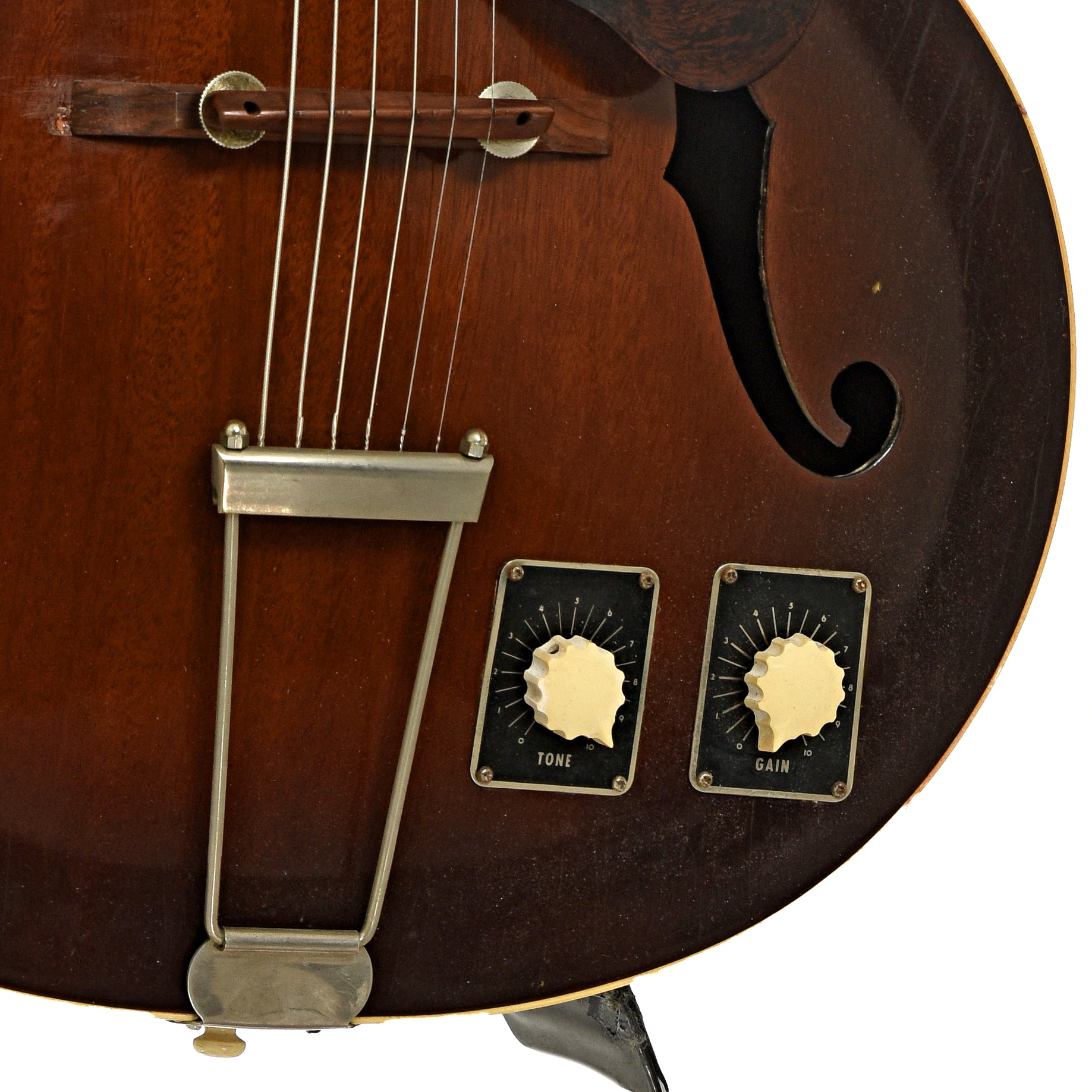 Bridge and controls of Epiphone Century Hollow Body Electric Guitar