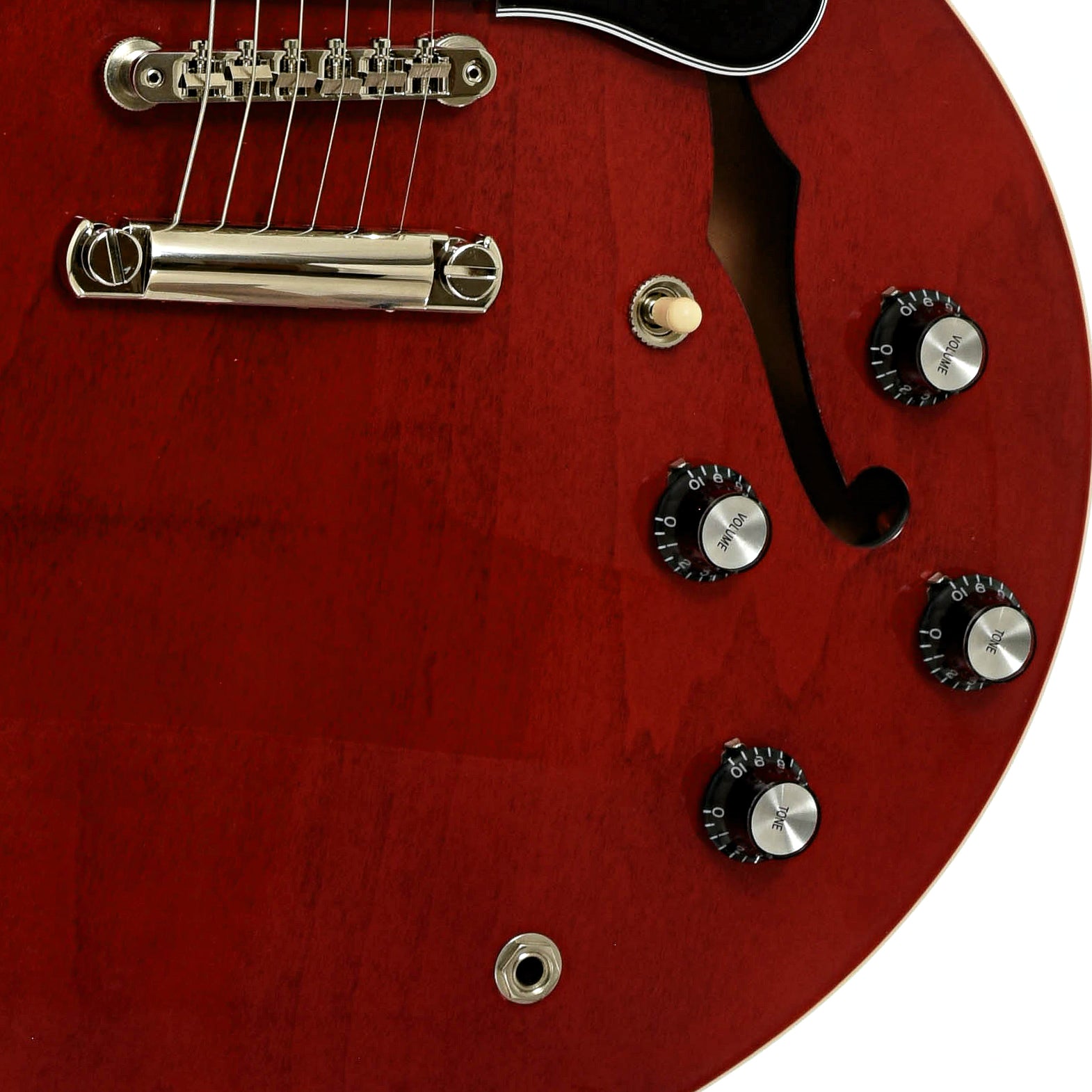 Bridge and controls of Gibson ES-335 Hollowbody Electric Guitar