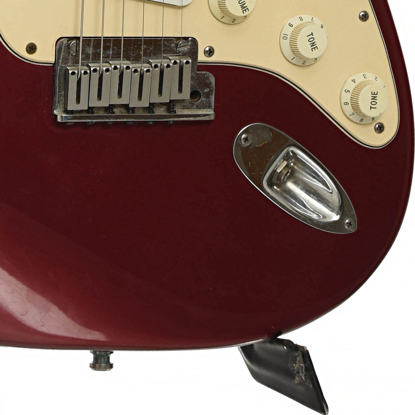 Bridge and controls of Fender American Standard Stratocaster Electric Guitar