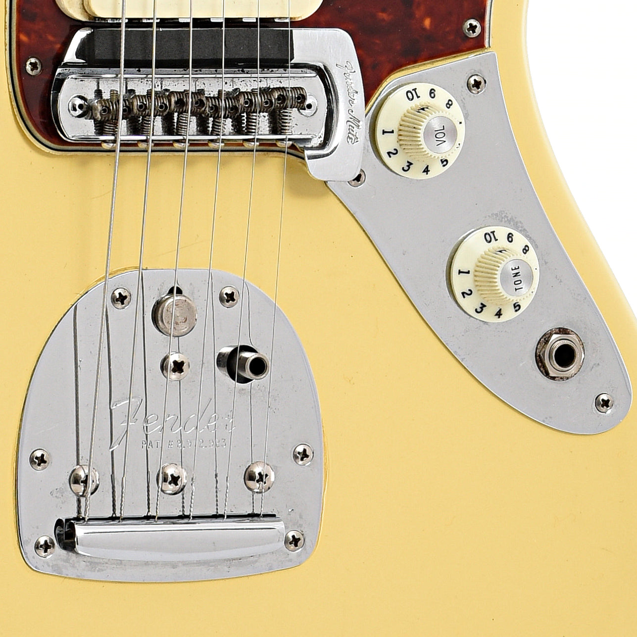 Bridge and tailpiece of Fender Jaguar Electric Guitar (1965)