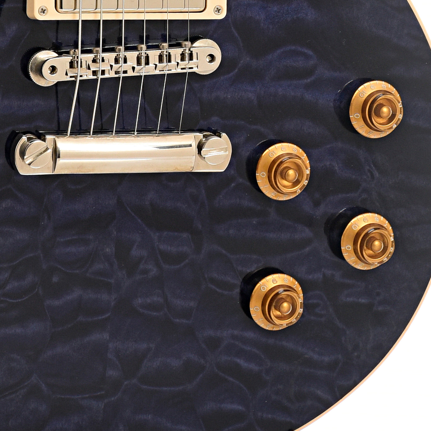 Tailpiece and bridge of Gibson Les Paul Class 5 Quilt Electric Guitar