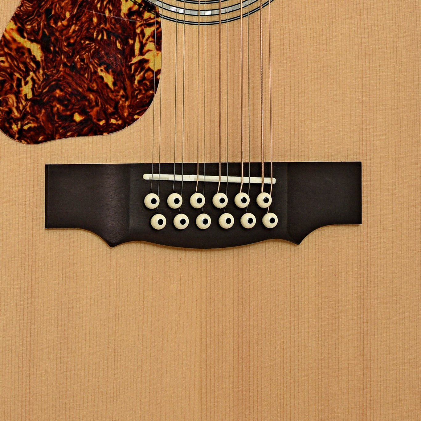 Bridge of Guild F-2512E Maple Blonde Left Handed 12-String Acoustic Guitar