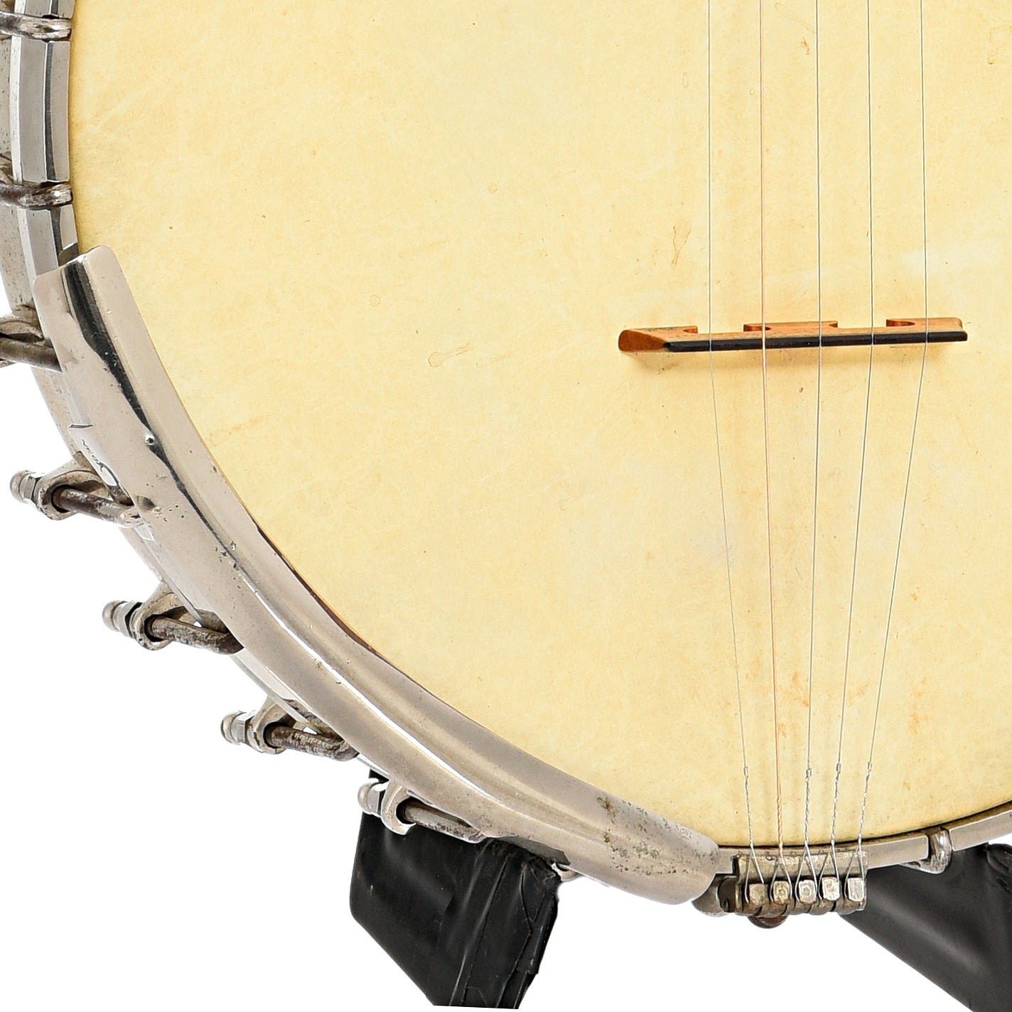 Armrest, tailpiece and bridge of Vega Tubaphone No.9 Openback Banjo (1916)