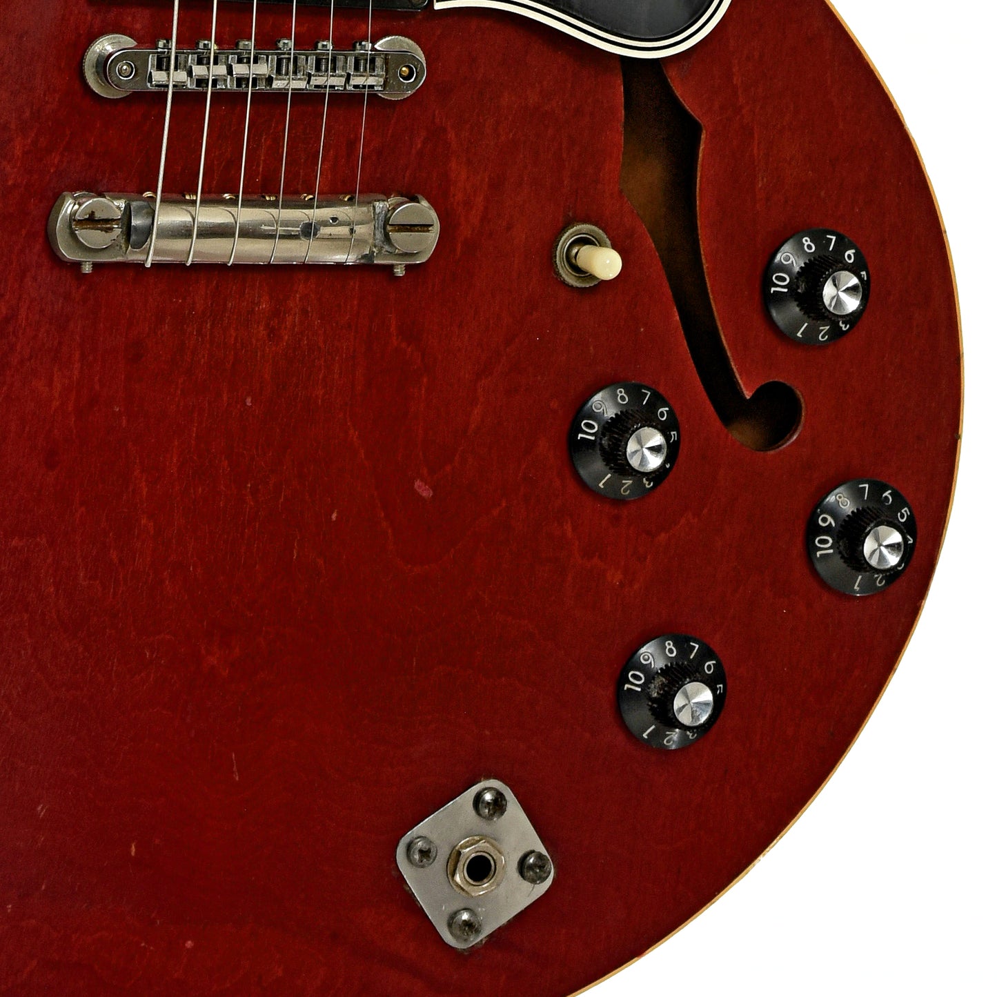 Bridge and controls of Gibson ES-335 Hollowbody Electric Guitar 