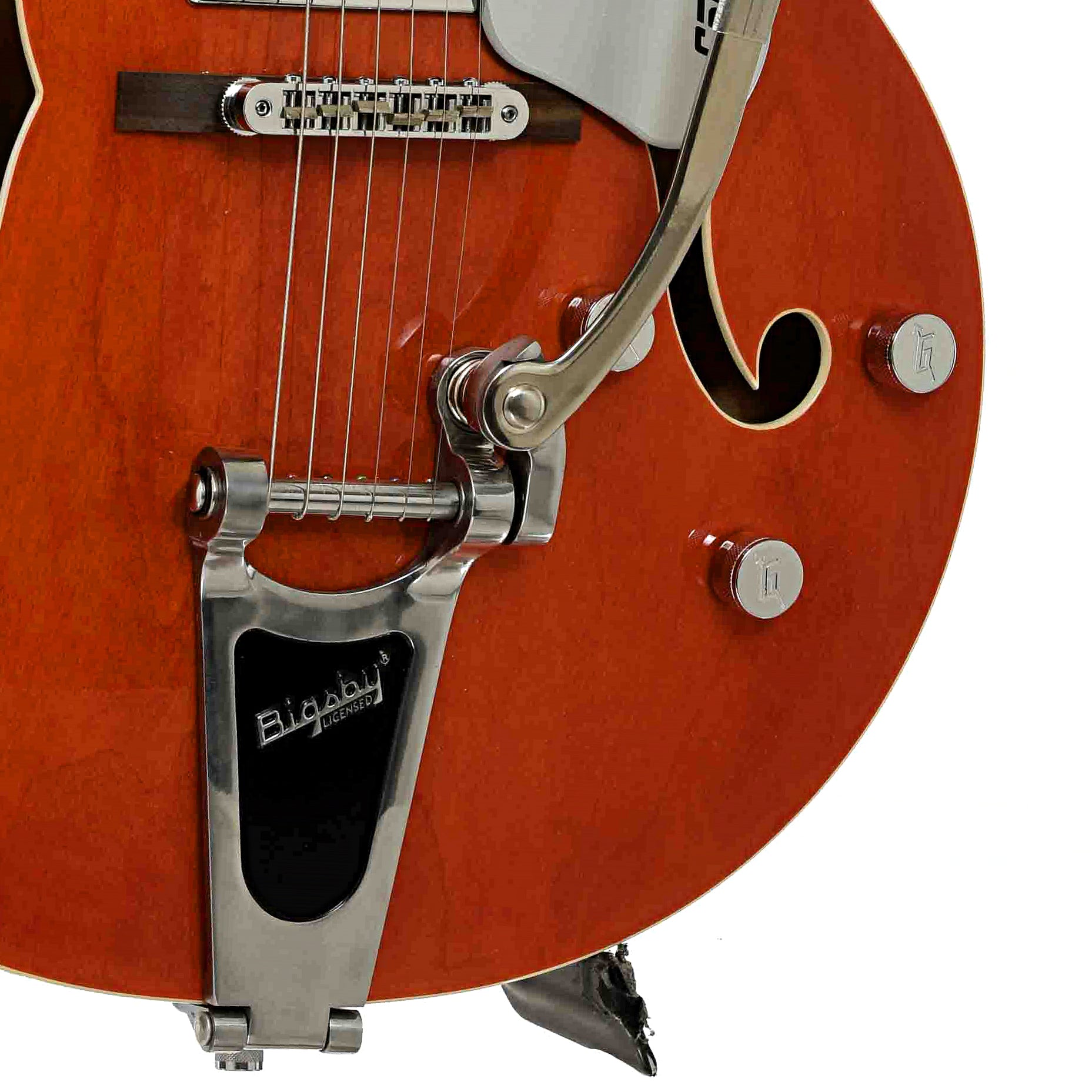 Bridge and controls of Gretsch G5420T Hollowbody Electric Guitar