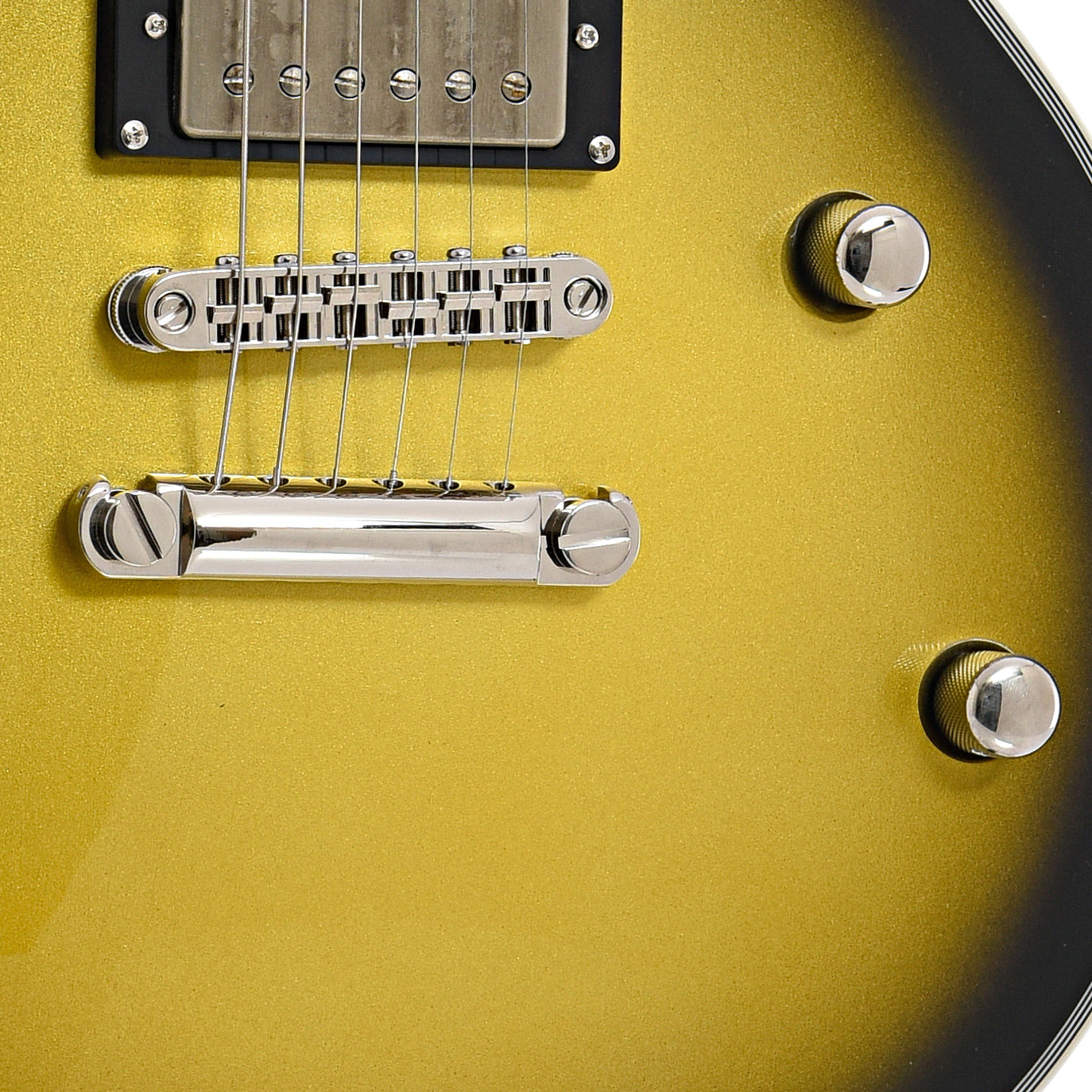 Tailpiece, bridge and controls of ESP LTD BK-600 Electric Guitar, Vintage Silver Sunburst