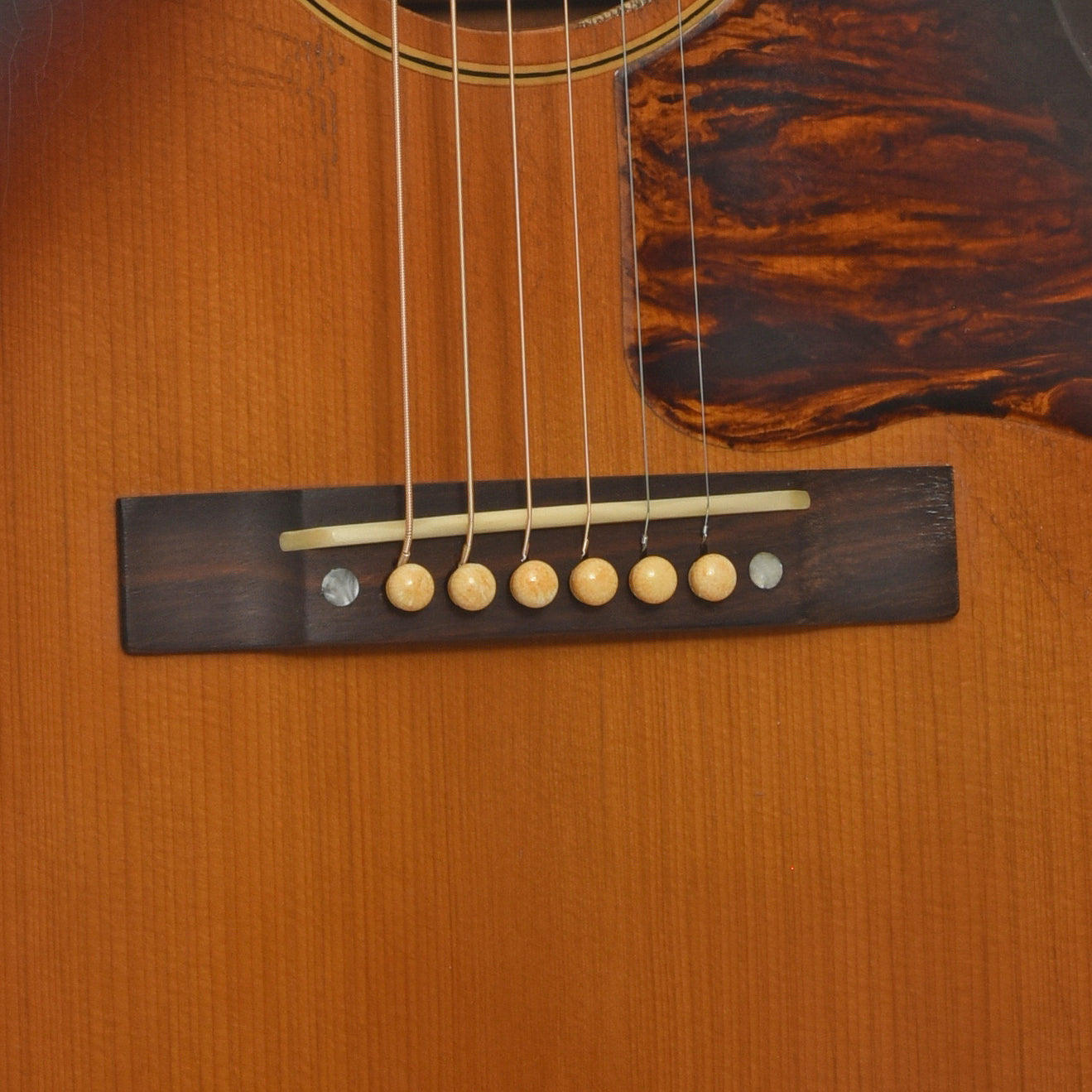 Bridge of Pre-War Guitars Co. Slope Shoulder Dreadnought Level 3 Acoustic Guitar 