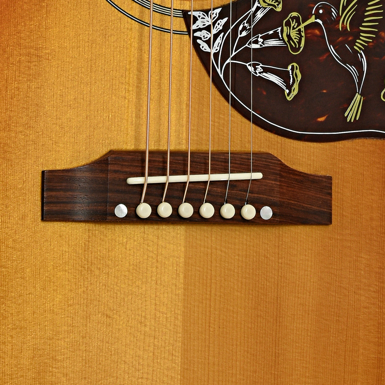 Bridge and controls of Gibson Hummingbird Original Acoustic Guitar