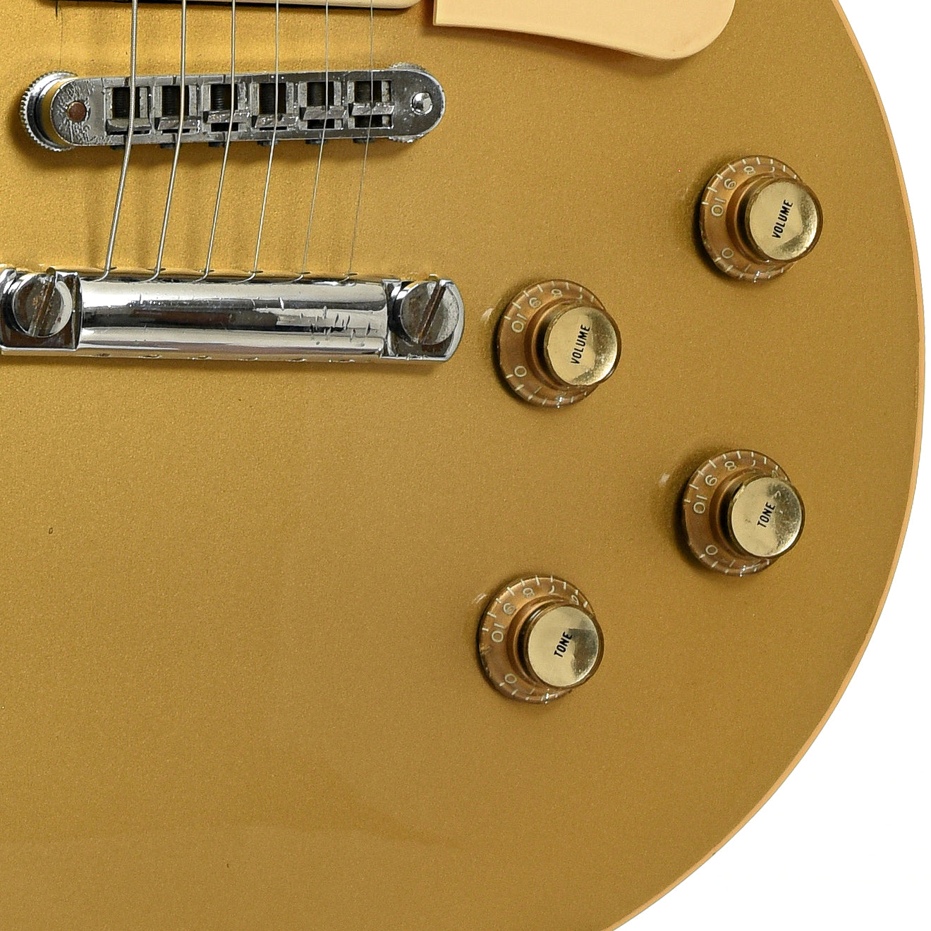 Bridge and controls of Gibson Les Paul Deluxe Electric Guitar 