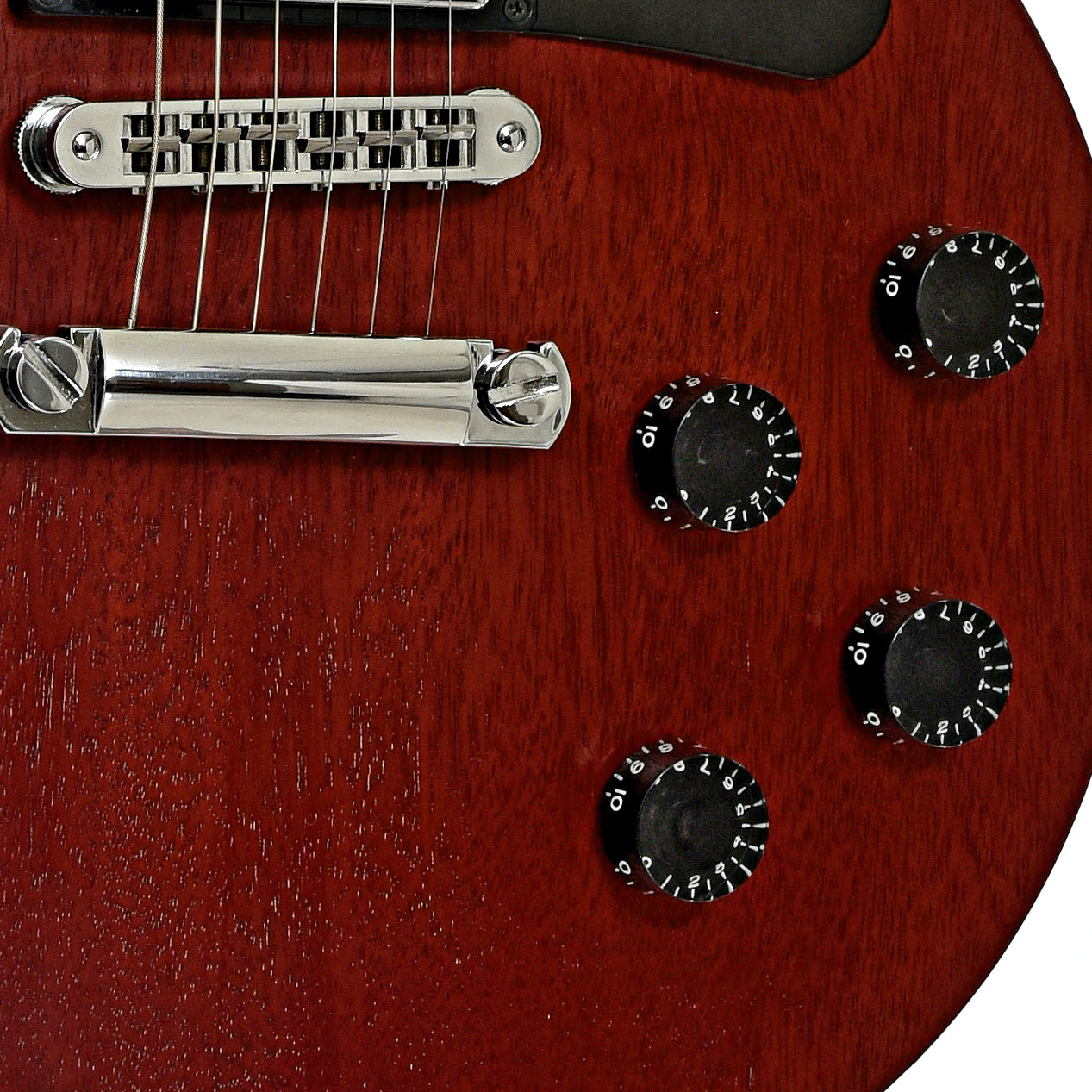 Bridge and controls of Gibson Les Paul Studio Satin Electric Guitar 
