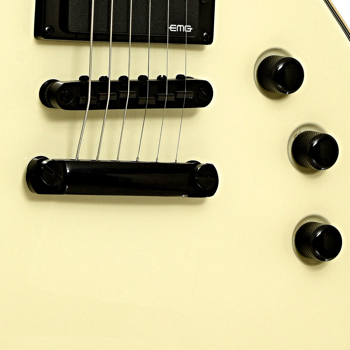 Bridge and controls of ESP LTD EC-401 Electric Guitar, Olympic White