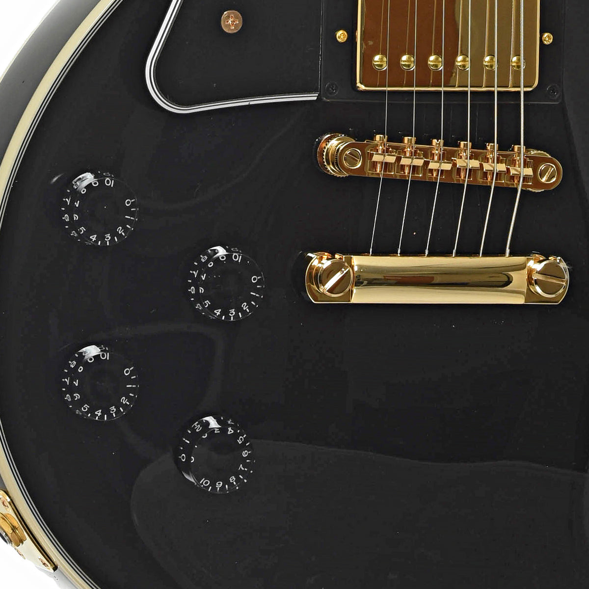 Bridge of Epiphone Les Paul Custom Left-Handed Electric Guitar & Gigbag, Ebony