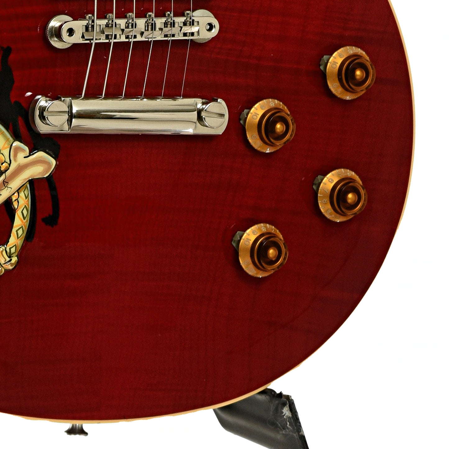 Bridge and controls of Gibson Custom Shop Slash Signature Snakepit Les Paul Electric Guitar