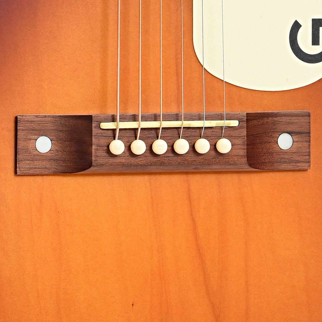 Bridge of Gretsch Jim Dandy Dreadnought Acoustic Guitar, Rex Burst